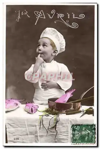 Cartes postales Fantaisie Paques Poisson Enfant