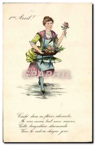Cartes postales Fantaisie Paques Poisson Femme