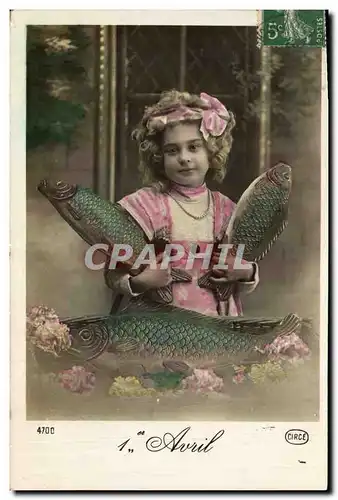 Cartes postales Fantaisie Paques Poisson Enfant