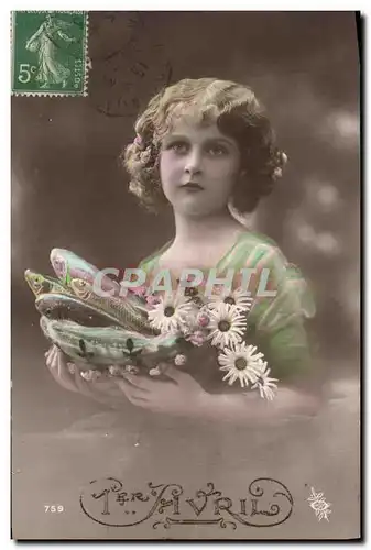 Cartes postales Fantaisie Paques Poisson Enfant