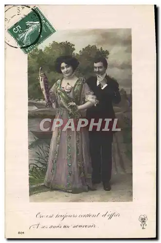 Cartes postales Fantaisie Paques Poisson Femme