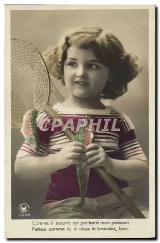 Cartes postales Fantaisie Paques Poisson Enfant