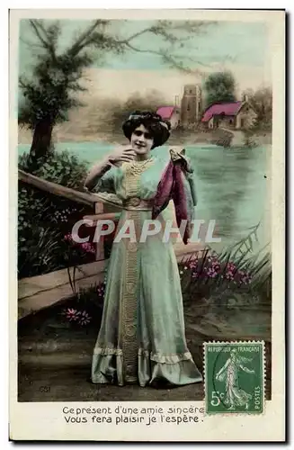 Cartes postales Fantaisie Paques Poisson Femme