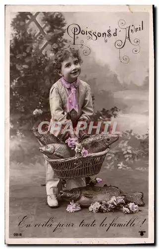 Cartes postales Fantaisie Paques Poisson Enfant
