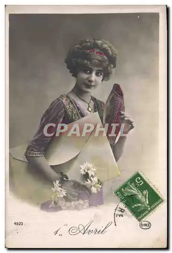 Cartes postales Fantaisie Paques Poisson Femme