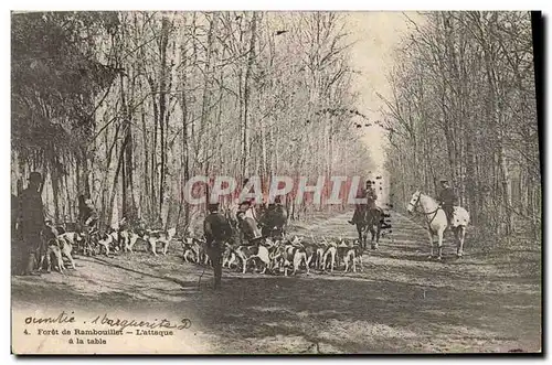 Cartes postales Chasse a courre Foret de Rambouillet L&#39attaque a la table Chien Chiens