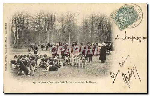 Cartes postales Chasse a courre en foret de Fontainebleau Le rapport Chien Chiens