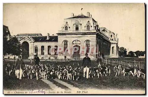 Cartes postales Chasse a courre Chateau de Chantilly Sortie de la meute Chien Chiens