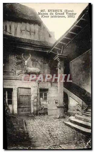 Cartes postales Chasse a courre Evreux Maison du Grand Veneur Cour interieure Cerf