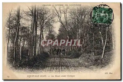 Cartes postales Chasse a courre de Compiegne Equipage Olry La meute avant l&#39attaque Chien Chiens