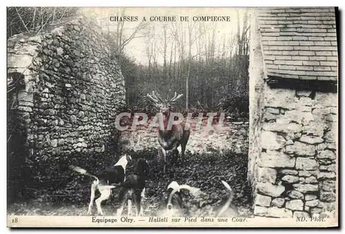 Ansichtskarte AK Chasse a courre de Compiegne Equipage Olry Hallali sur pied dans une cour Chien Chiens