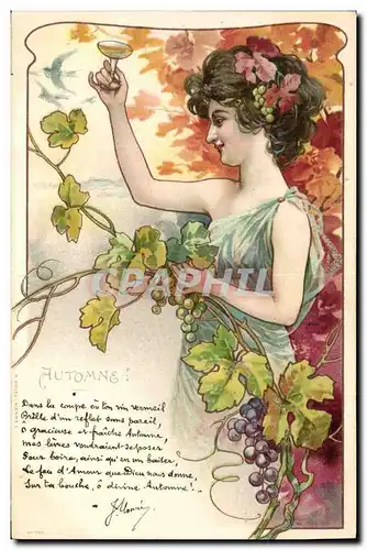 Cartes postales Fantaisie Illlustrateur Femme Automne