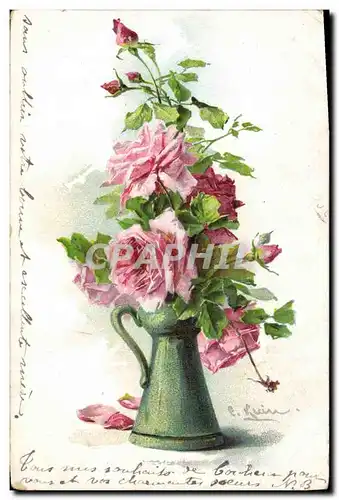 Cartes postales Fantaisie Illustrateur Fleurs