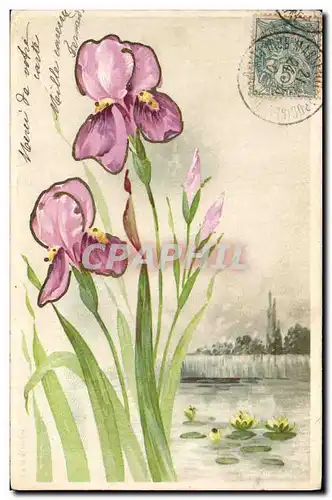 Cartes postales Fantaisie Illustrateur Fleurs