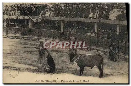 Cartes postales Corrida Course de taureaux Lunel Herault Passe de mise a mort TOP
