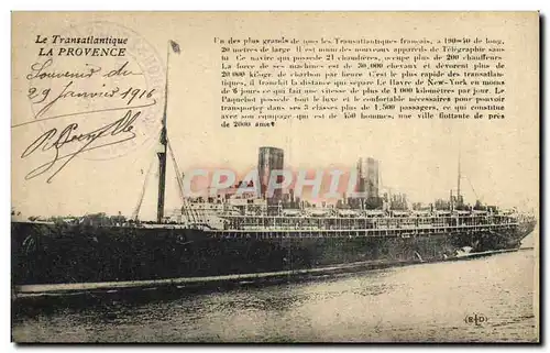 Cartes postales Bateau Paquebot Transatlantique La Provence