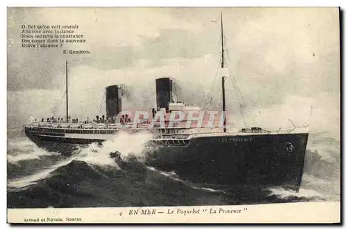 Cartes postales Bateau Paquebot La Provence En mer