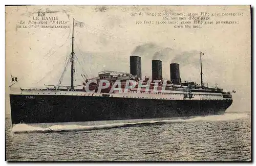 Cartes postales Bateau Paquebot Le Havre Paris
