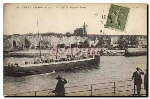 Cartes postales Bateau Paquebot Dieppe Entree du port Arrivee du Steamer Paris