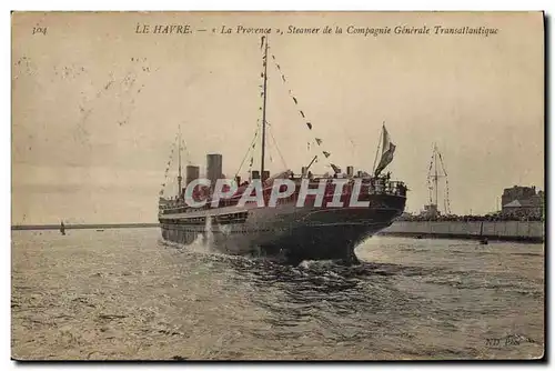 Ansichtskarte AK Bateau Paquebot Le Havre La Provence Steamer de la Compagnie Generale Transatlantique