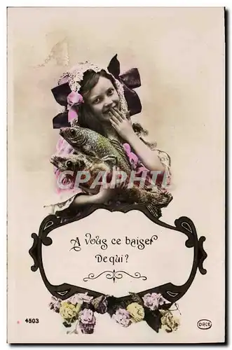 Cartes postales Fantaisie Poisson 1er Avril Enfant