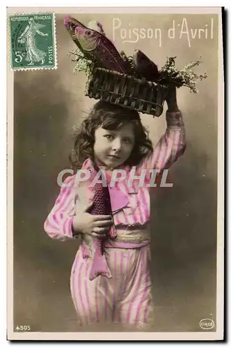 Cartes postales Fantaisie Poisson 1er Avril Enfant