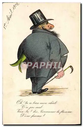 Cartes postales Fantaisie Poisson 1er Avril Homme