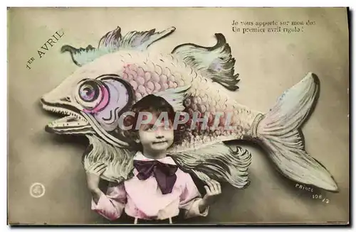 Cartes postales Fantaisie Poisson 1er Avril Enfant