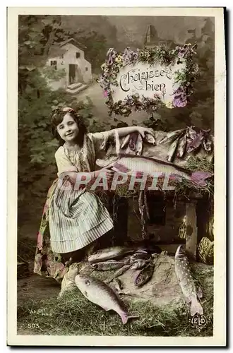 Cartes postales Fantaisie Poisson 1er Avril Enfant