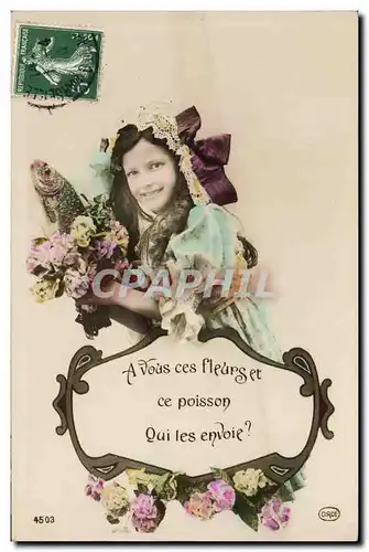 Cartes postales Fantaisie Poisson 1er Avril Enfant