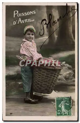 Cartes postales Fantaisie Poisson 1er Avril Enfant