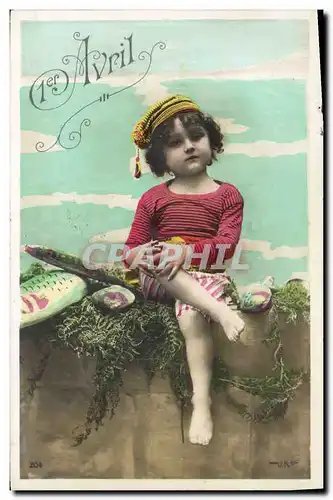 Cartes postales Fantaisie Poisson 1er Avril Enfant