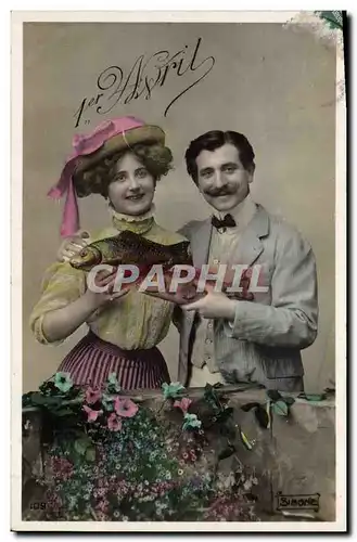 Cartes postales Fantaisie Poisson 1er Avril Femme