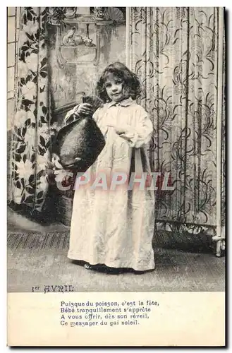 Cartes postales Fantaisie Poisson 1er Avril Enfant Sole