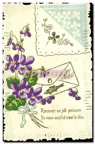 Cartes postales Fantaisie Brodee Poisson 1er Avril