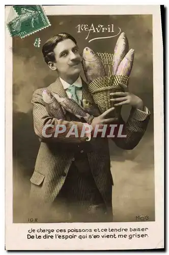 Cartes postales Fantaisie Poisson 1er Avril Homme