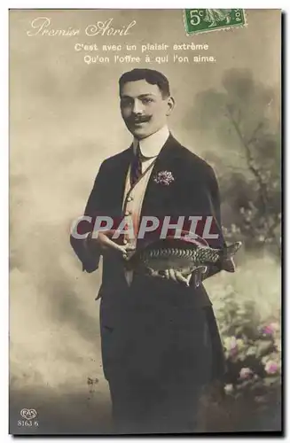 Cartes postales Fantaisie Poisson 1er Avril Homme