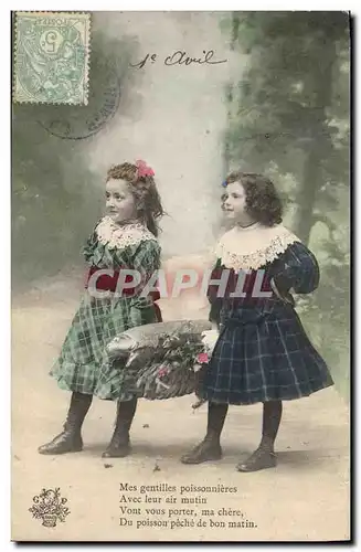 Cartes postales Fantaisie Poisson 1er Avril Enfants