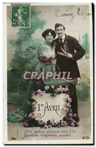 Cartes postales Fantaisie Poisson 1er Avril Femme