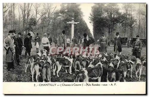 Cartes postales Chasse a courre Chantilly Un rendez vous Chiens Chien