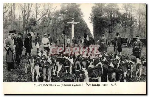Cartes postales Chasse a courre Chantilly Un rendez vous Chiens Chien
