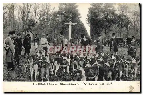 Cartes postales Chasse a courre Chantilly Un rendez vous Chiens Chien