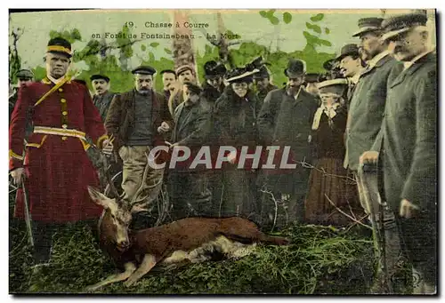 Cartes postales Chasse a courre en Foret de Fontainebleau La mort (carte toilee) TOP