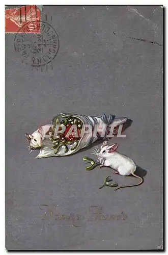 Cartes postales Fantaisie Enfant Souris Bonne annee