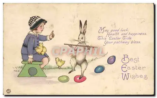 Cartes postales Fantaisie Enfant Lapin Poussins
