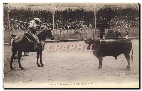 Cartes postales Corrida Course de taureaux Citant le taureau pour une pique