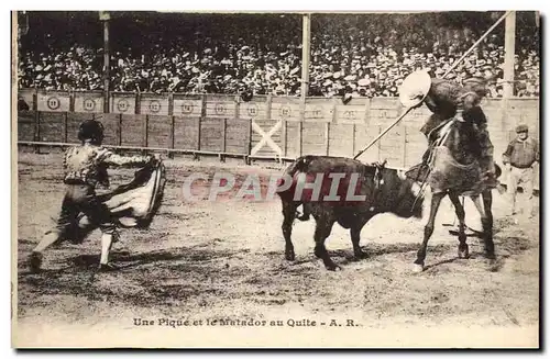 Cartes postales Corrida Course de taureaux Une pique et le matador au Quite