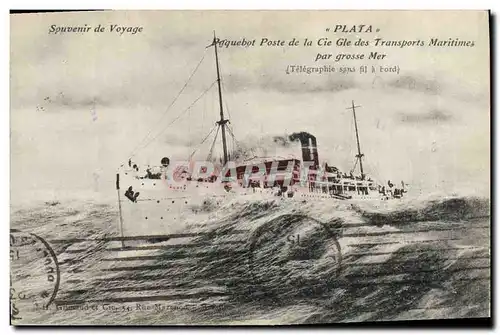 Cartes postales Bateau Paquebot Poste de la Cie Gle des Transports Maritimes Plata