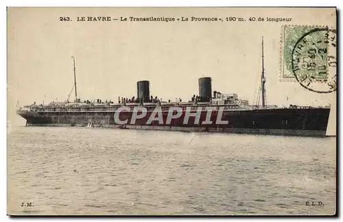 Vintage Postcard Boat Steamer Le Havre the La Provence Deck chair�