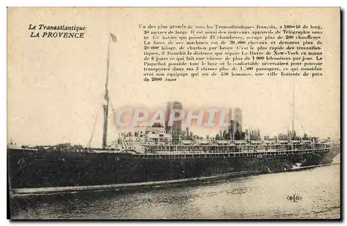 Ansichtskarte AK Bateau Paquebot Transatlantique La Provence